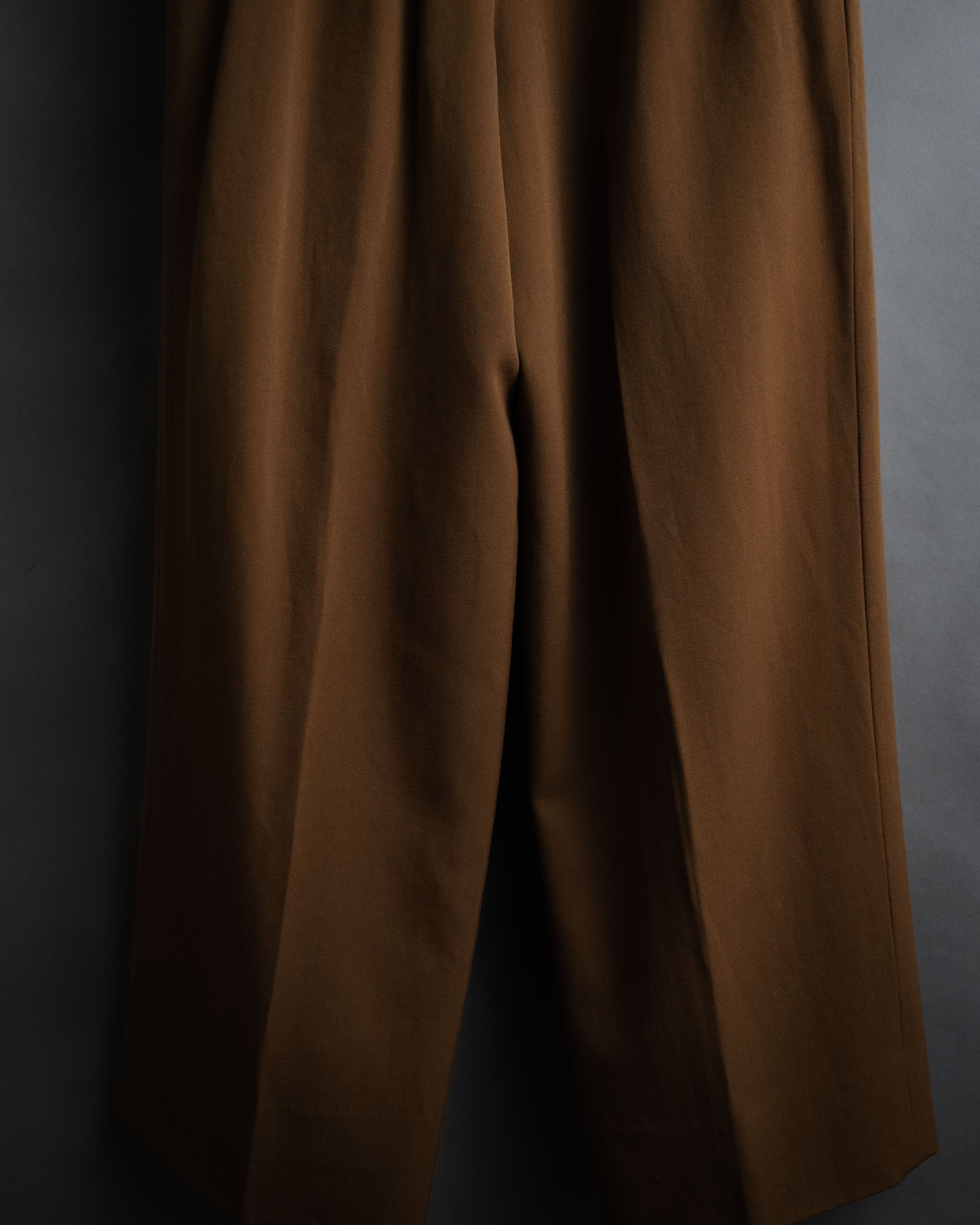 “YVES SAINT LAURENT” 90’s-00’s Two tuck wide trousers