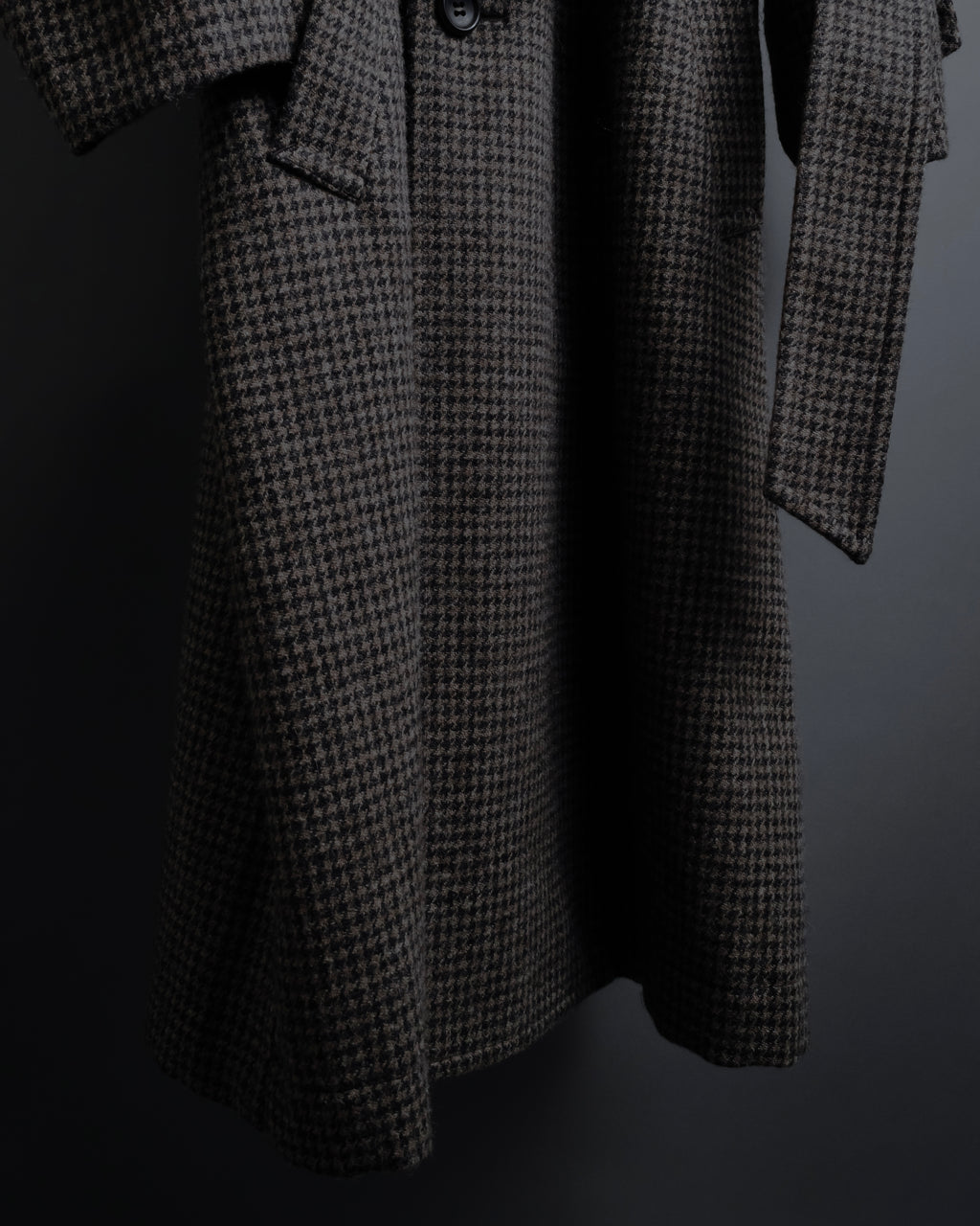 "tricot COMME des GARCONS" Leather collar design houndstooth pattern oversized long coat