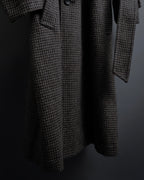 "tricot COMME des GARCONS" Leather collar design houndstooth pattern oversized long coat