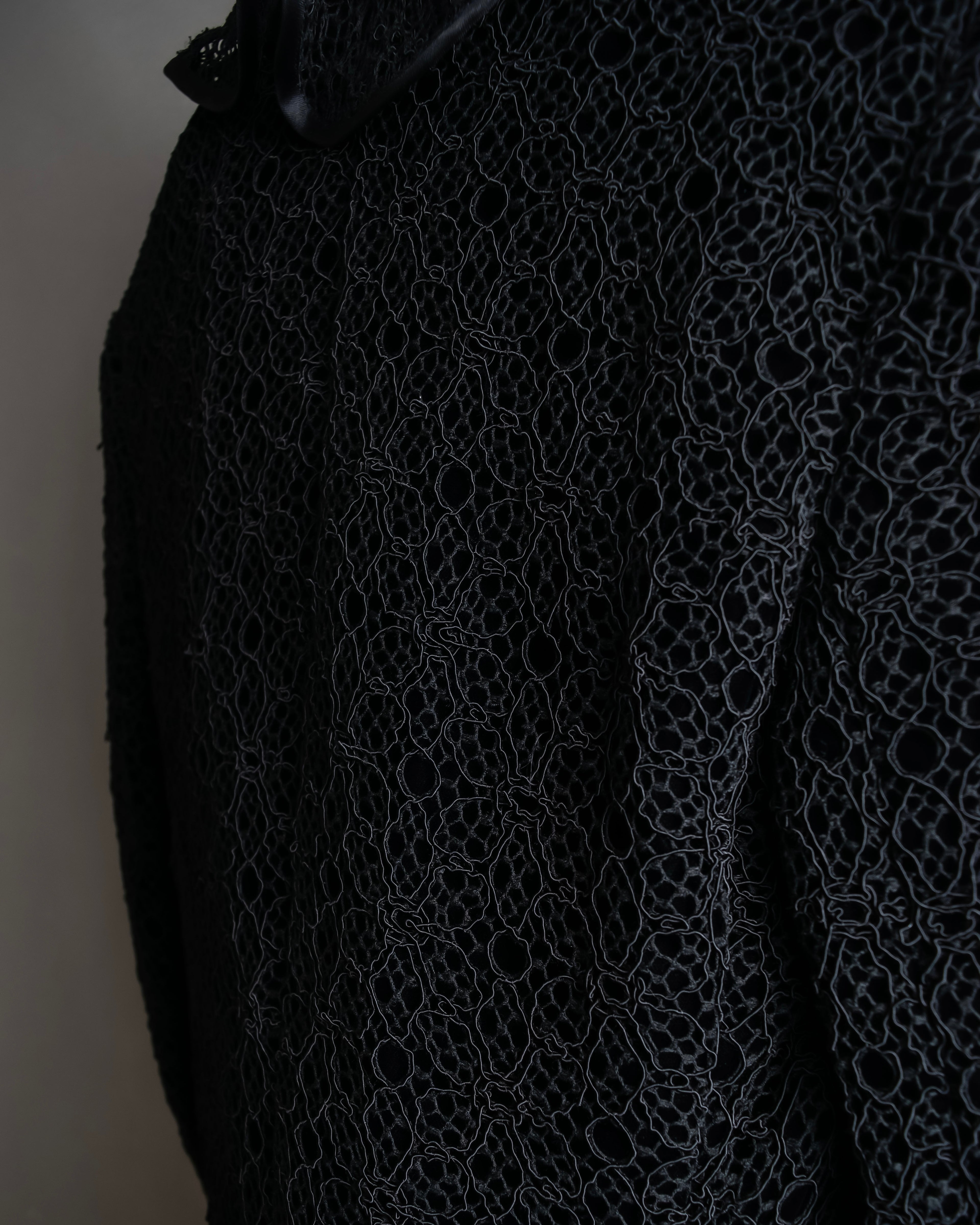 "JEAN-LOUIS SCHERRER" Lace frill design ribbon attached jacket