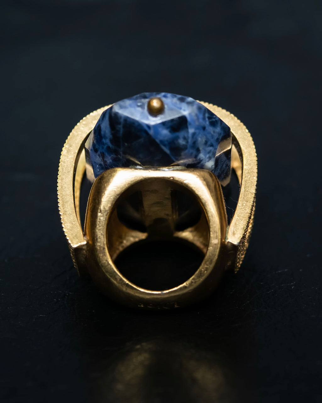 "Christian Dior" Sodalite Stone Gold Accent Ring