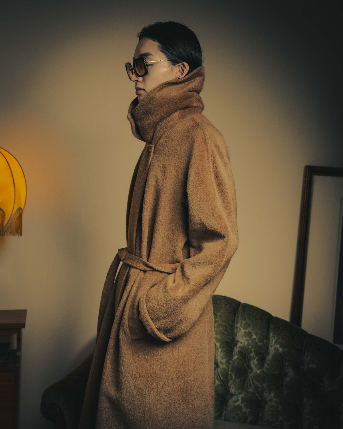 -SPECIAL- “Max Mara” 90’s-00’s Angora blend belted wrap coat