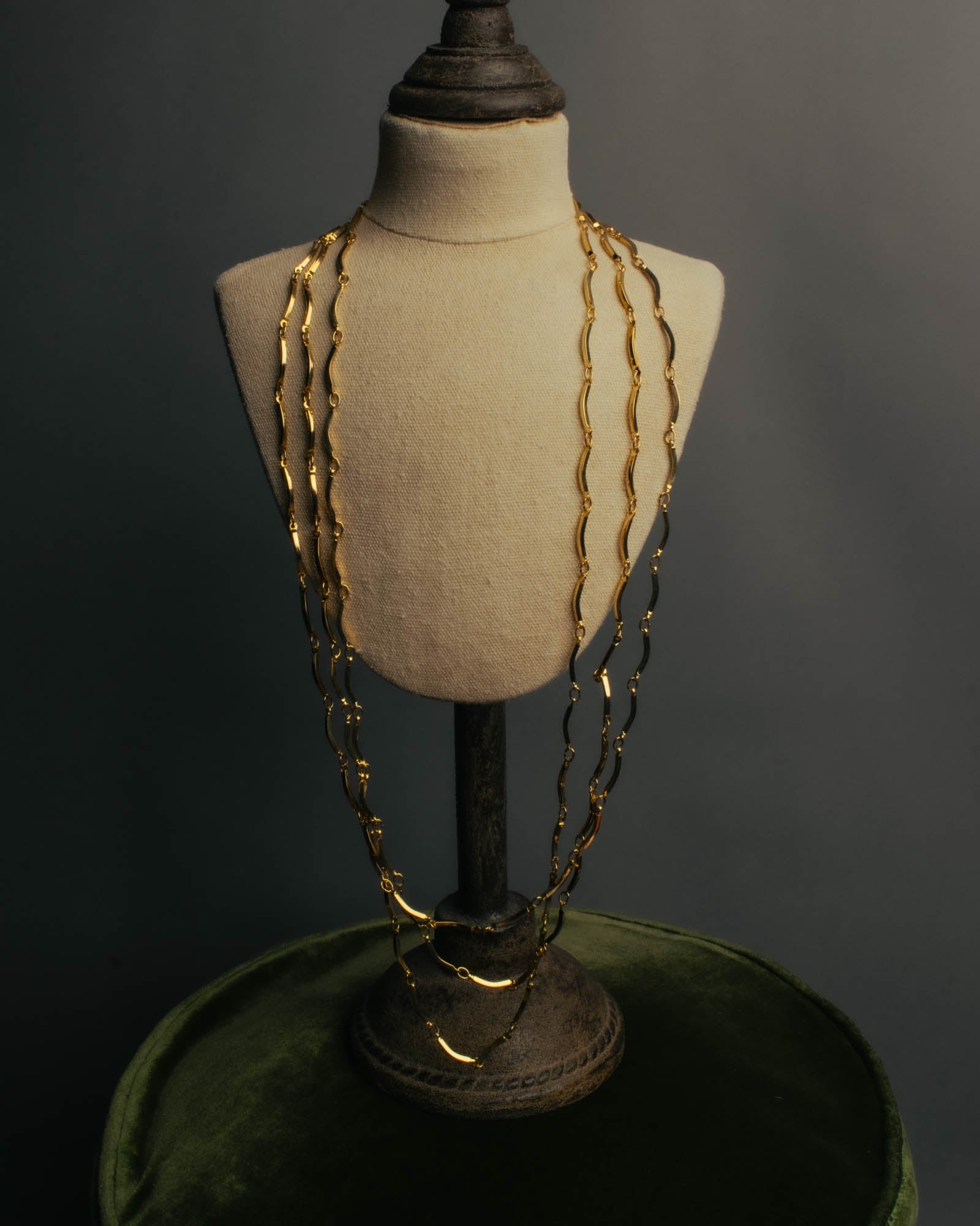 "Yves Saint Laurent" 80's-90's Gold tone multi chain necklace