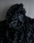 "HERMITAGE" Box silhouette double zipper fur blouson