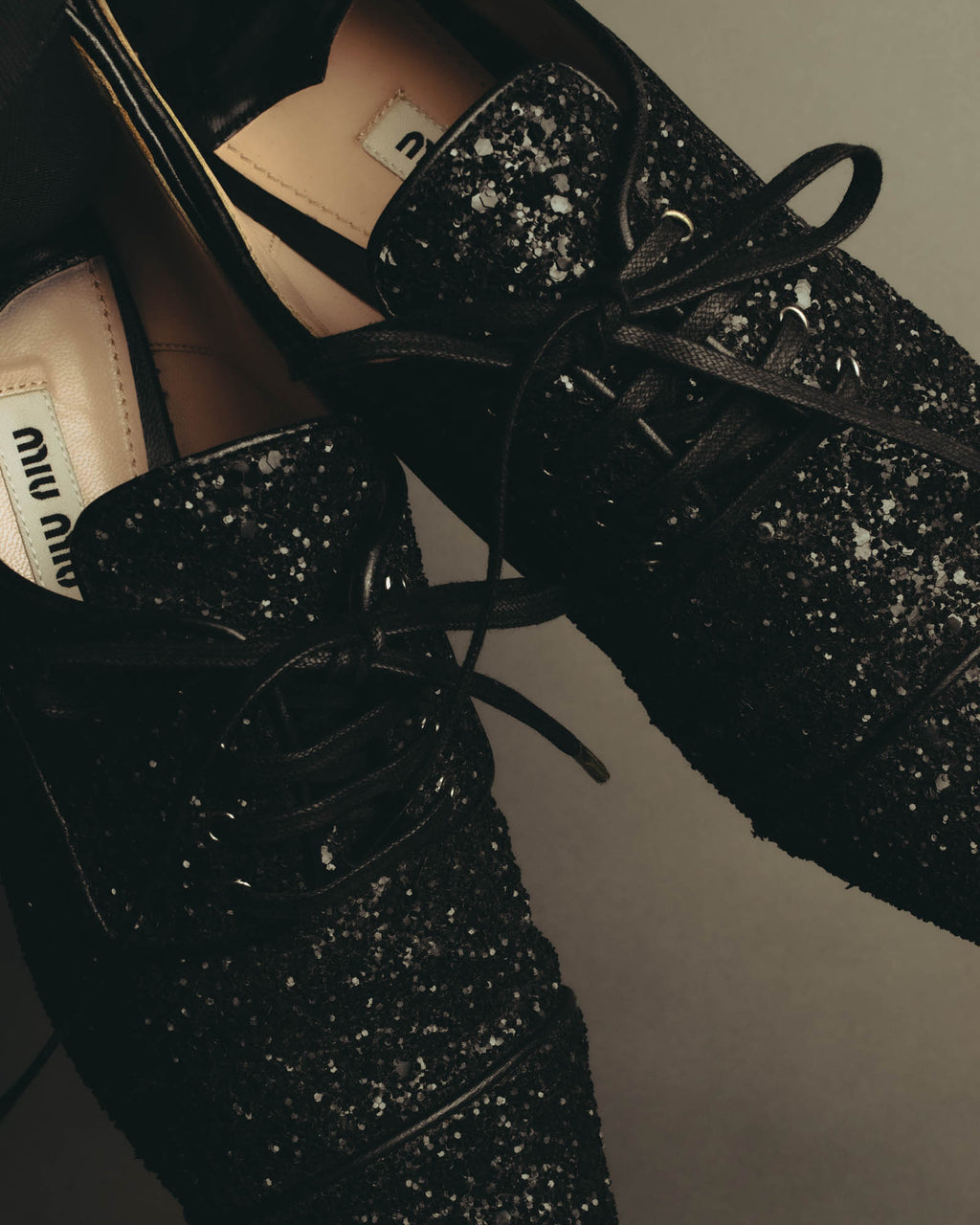 "Miu Miu" 2010's Embellished glitter lace-up oxford shoes