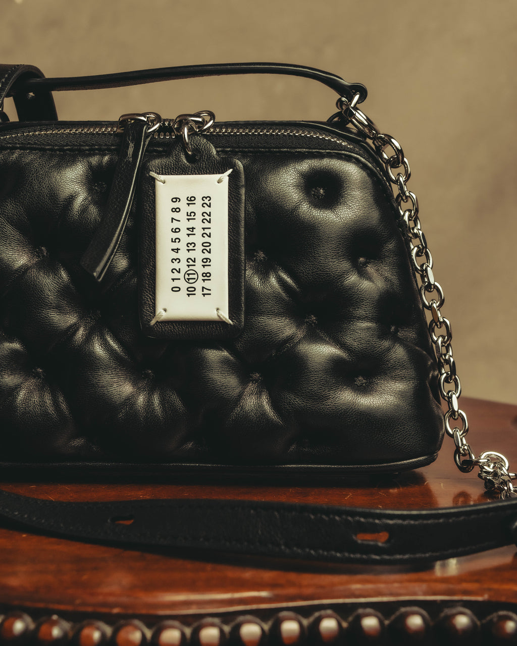 –SPECIAL– “Maison Margiela” 2024-25 Glam slam embroidered trapezoid leather bag