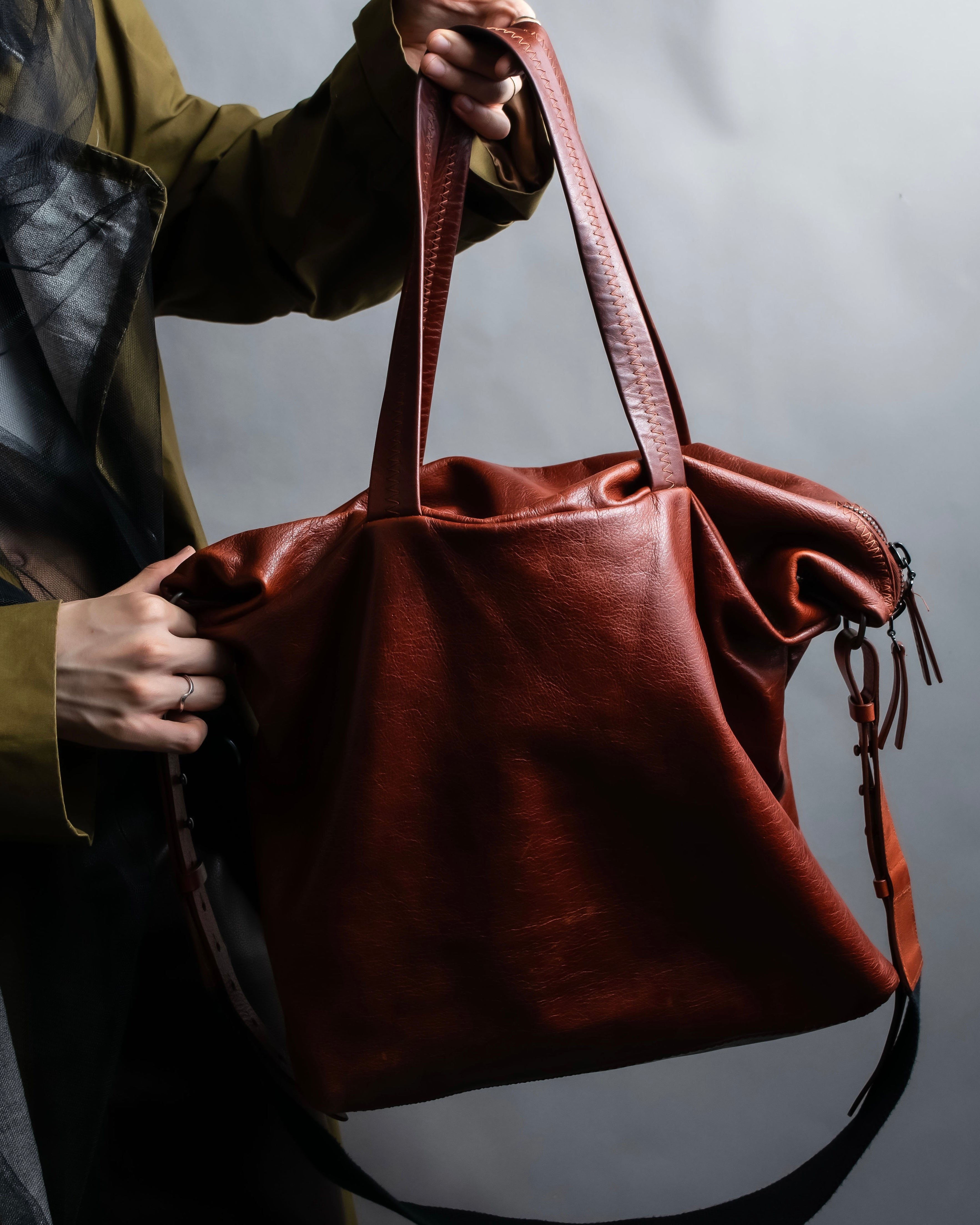 "MAISON MARGIELA" Genuine leather 2way brown color sailor bag