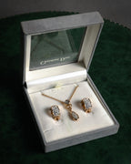 "Christian Dior" 00’s crystal pave cd drop necklace and earrings set