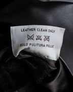 "HARVEY LOGAN" Diagonal cut design lamb leather flare skirt