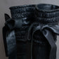 "MIU MIU" Gathered＆ribbon design zip-up leather long boots