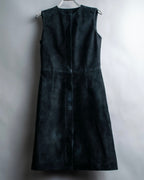 "BALENCIAGA" Lamb leather suede sleeveless dress