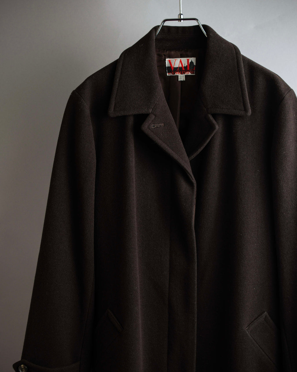 "VAL by VALENTINO" Military detailing hidden placket melton coat