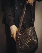 -SPECIAL- “Salvatore Ferragamo” 00’s-10’s Leather scale appliqué gancini shoulder bag