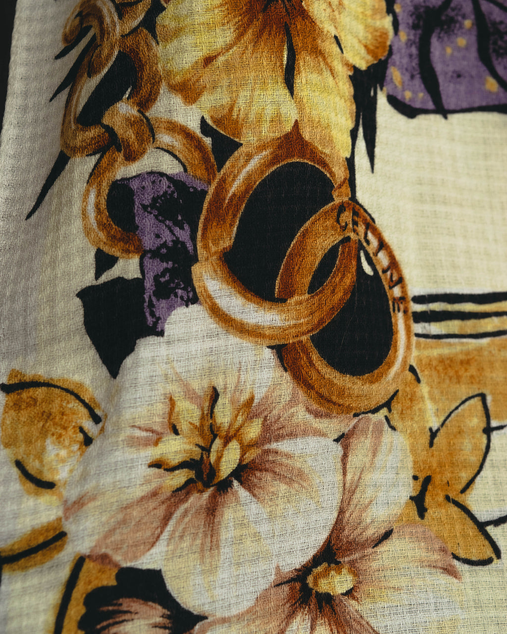 "CELINE" 90's-00's Floral printed cotton scarf