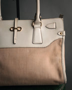 “Salvatore Ferragamo” 2010’s canvas and leather gancini tote bag