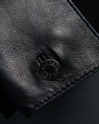 –SPECIAL– "HERMES" 00’s Leather-trimmed viscose evening shirt