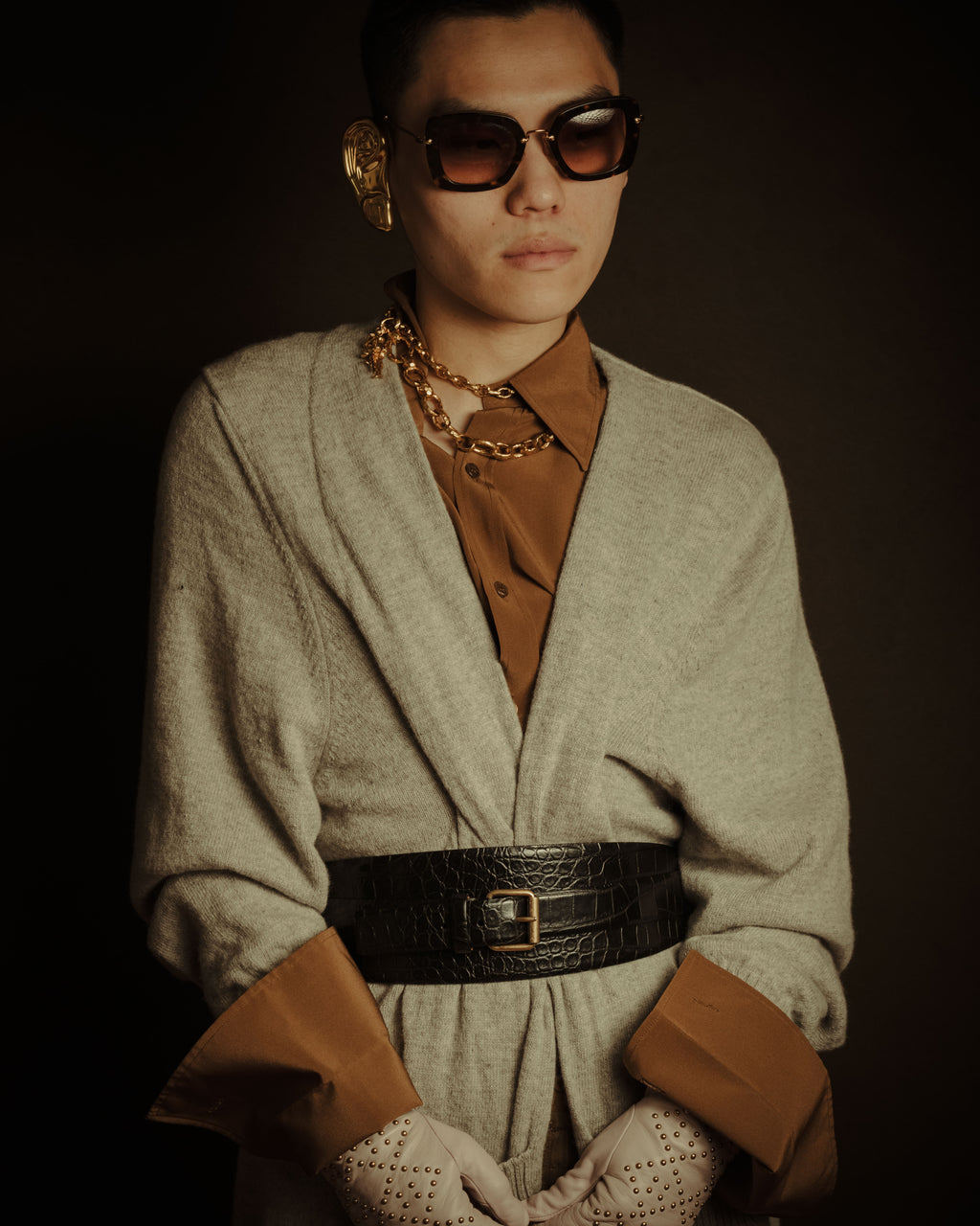 –SPECIAL– “CELINE” 18’s Croc embossed double wrap corset belt