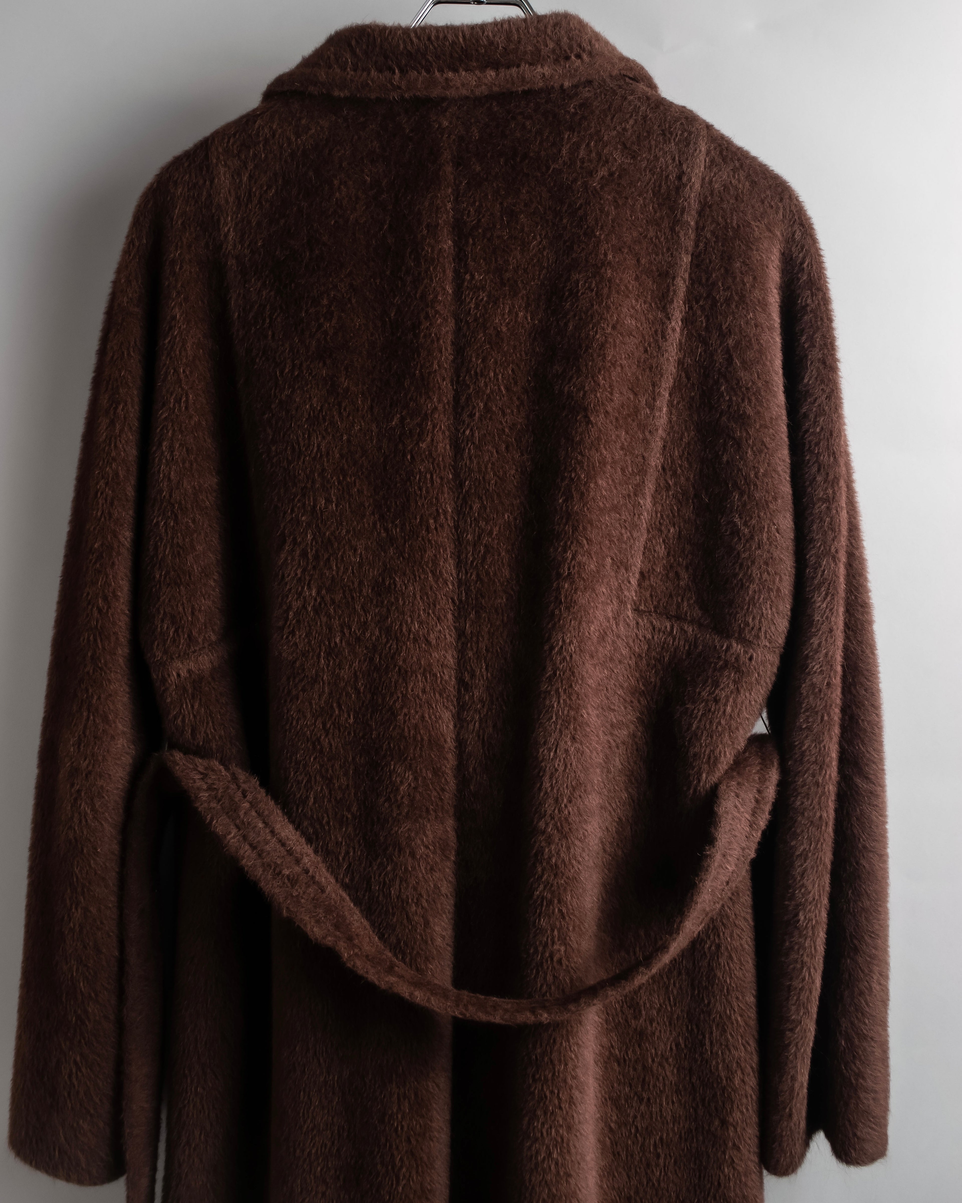 "Max Mara" Alpaca wool belted stand collar long coat