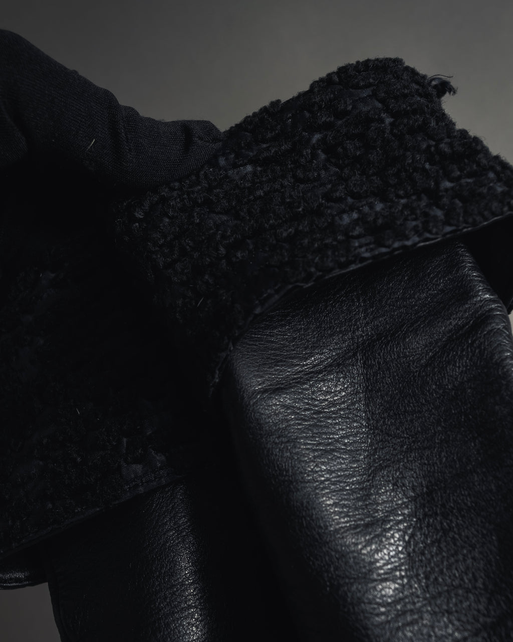 -SPECIAL- "HERMES" 90's Astrakhan combination leather gloves