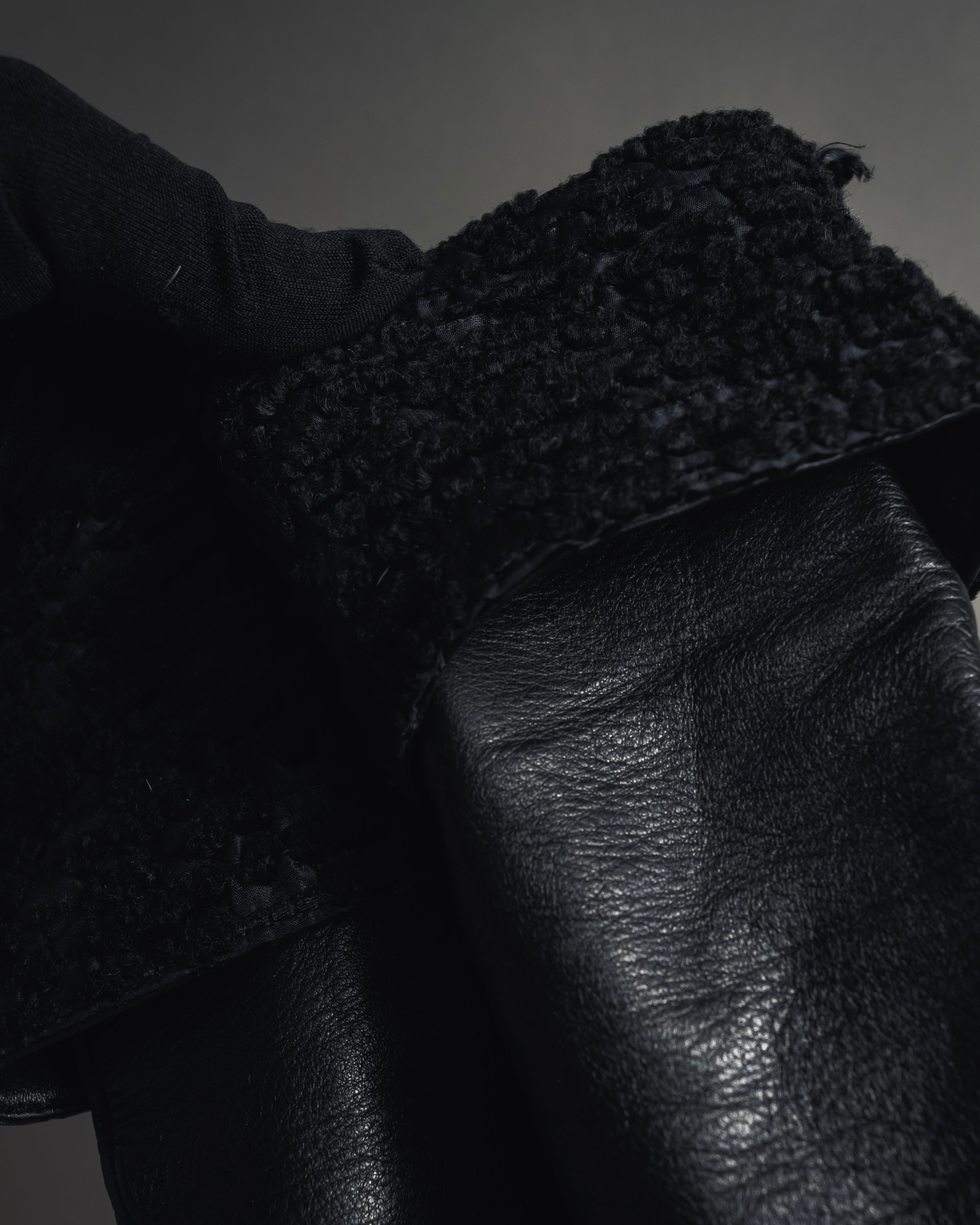 -SPECIAL- "HERMES" 90's Astrakhan combination leather gloves