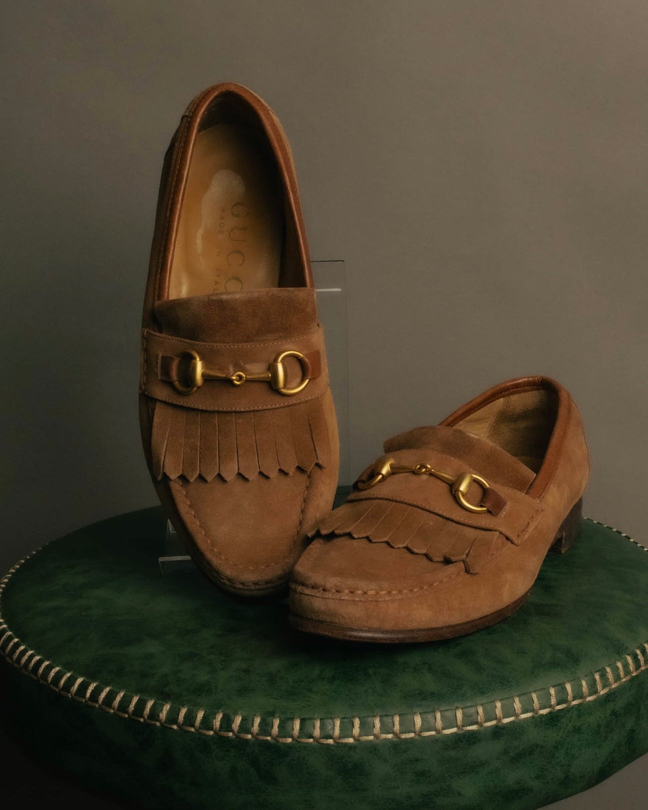 “GUCCI” 90’s-00’s Horsebit suede fringe loafers