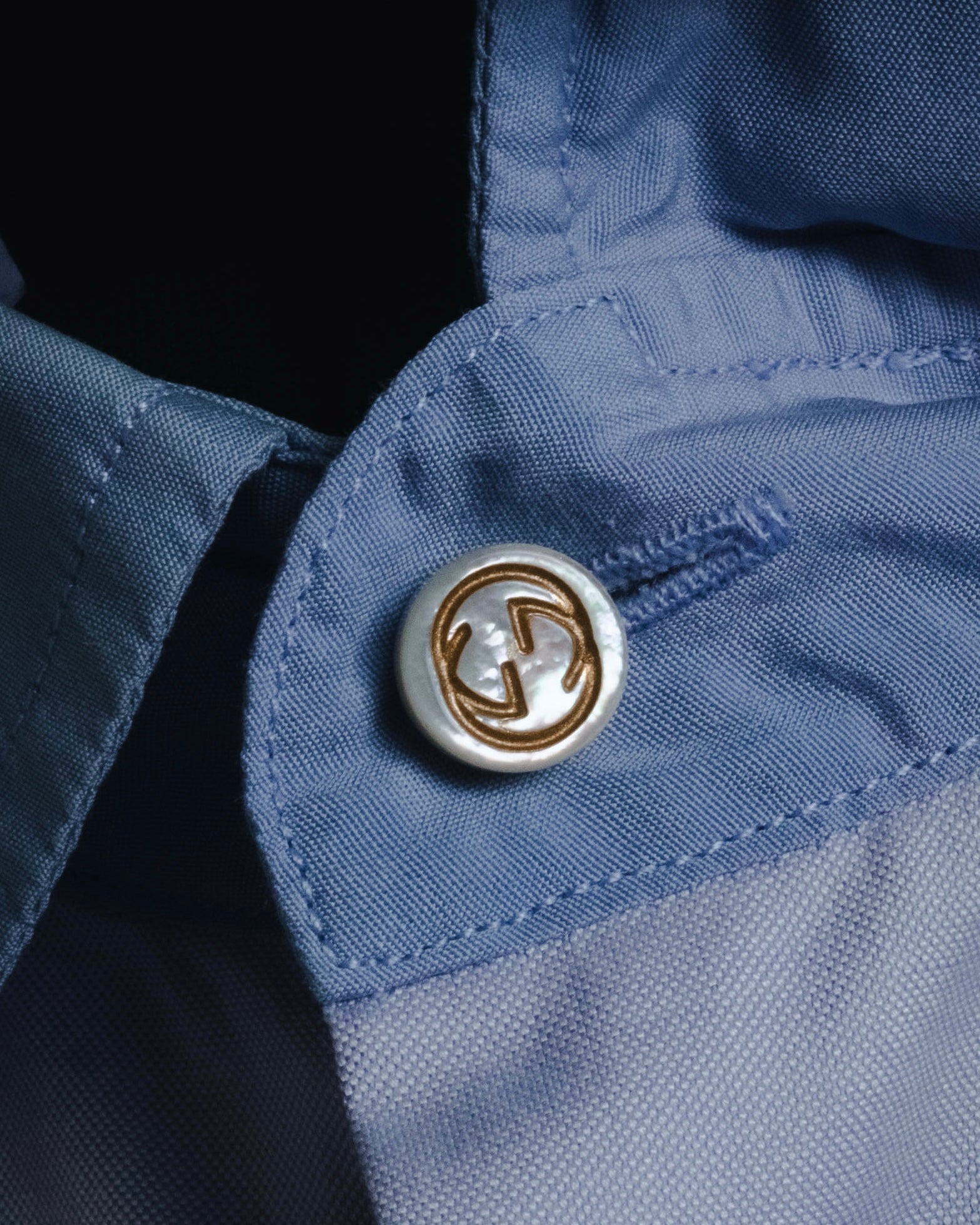 "GUCCI" Michele design tonal contrast-collar classic dress shirt