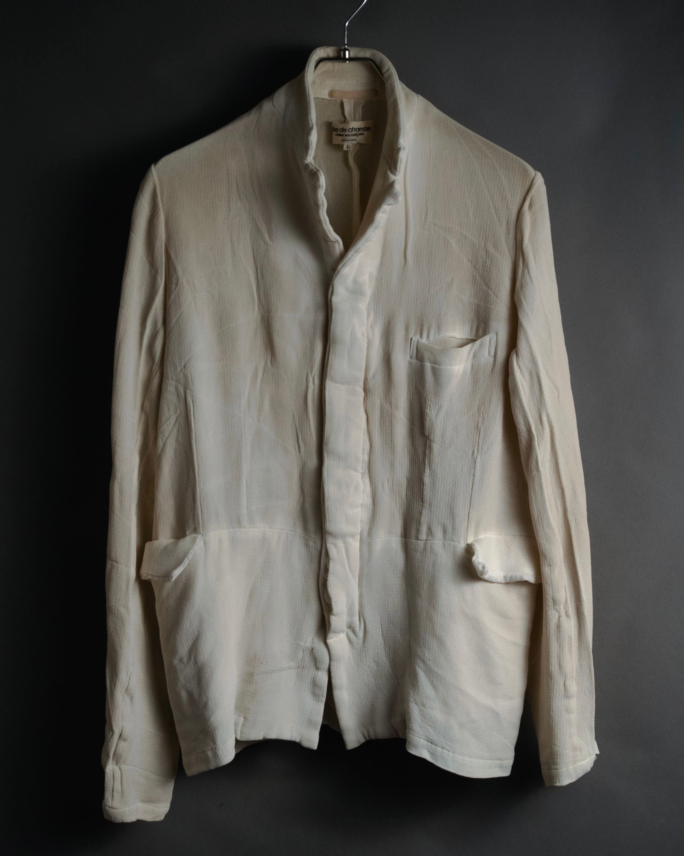 “robe de chambre COMME des GARÇONS” 90’s Textured stand collar concealed front jacket