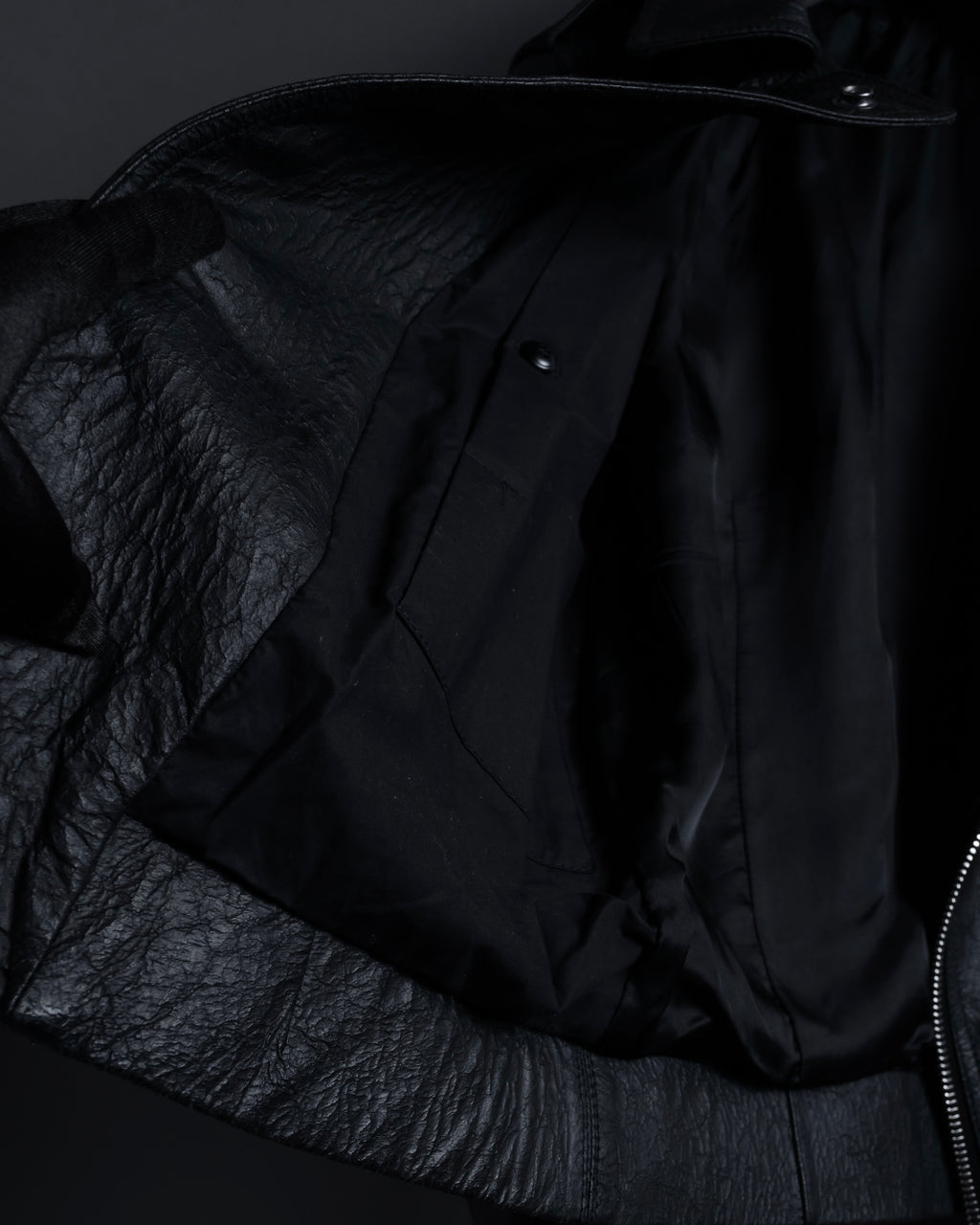 -SPECIAL- "Rick Owens" 15AW Beautiful wrinkles front zip leather jacket