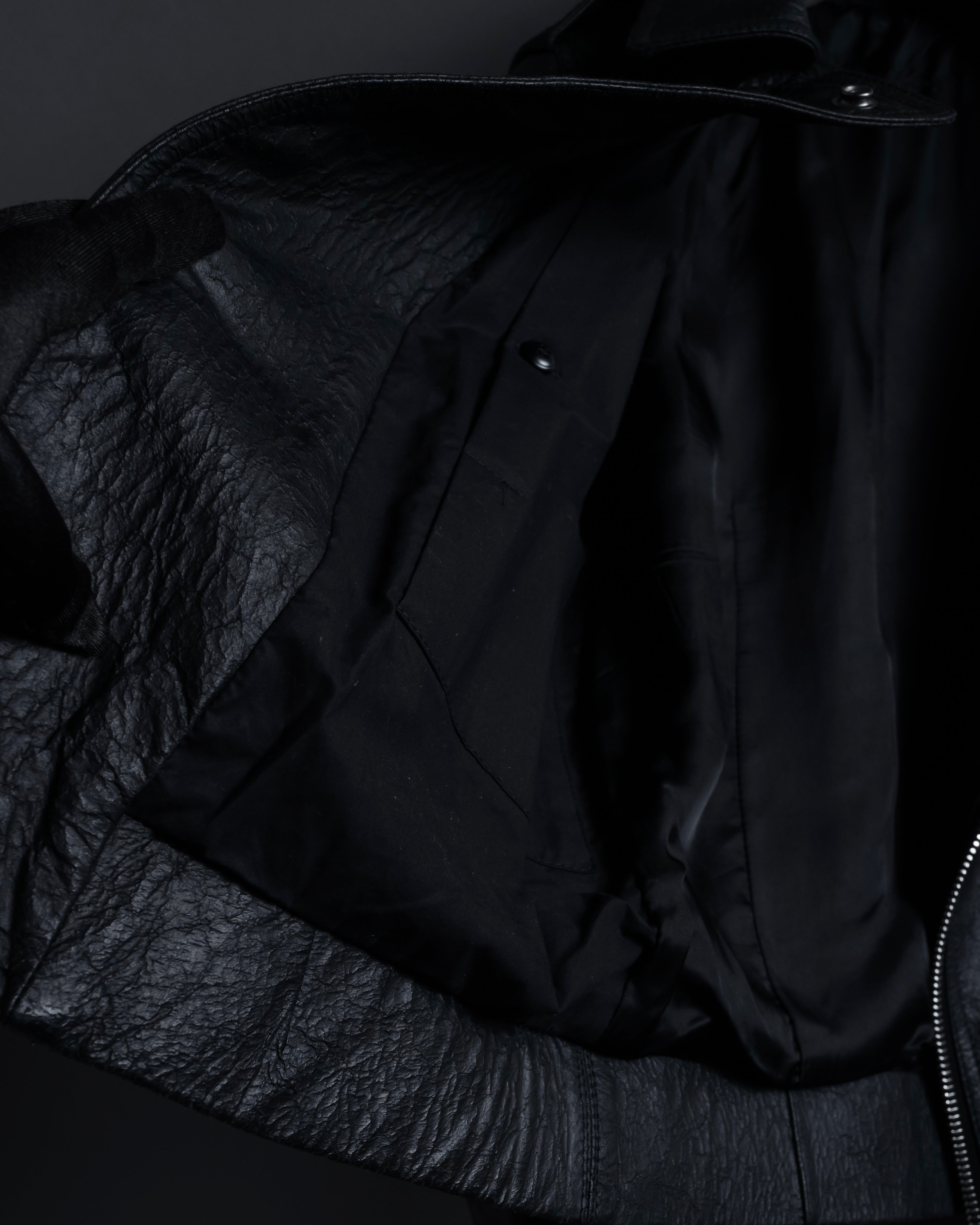 -SPECIAL- "Rick Owens" 15AW Beautiful wrinkles front zip leather jacket