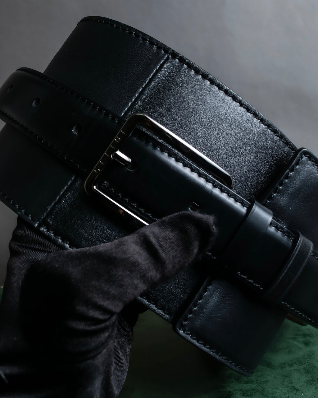 "CELINE" Double buckle belt leather corset belt