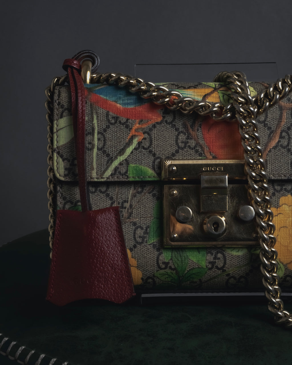 -SPECIAL- "GUCCI" Michele-era floral padlock design chain shoulder bag