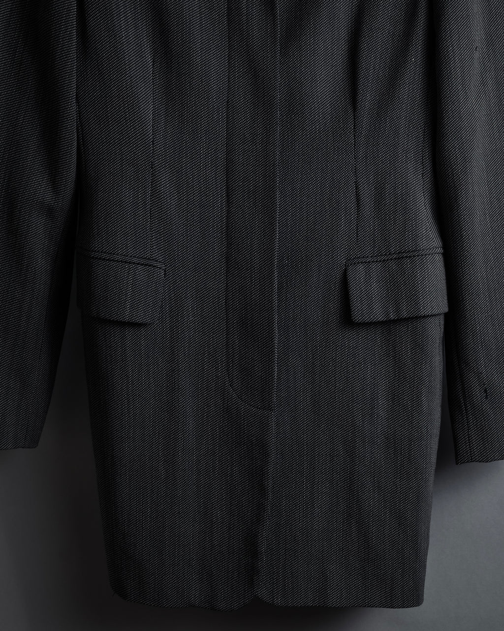 "Max Mara" 90’s-00’s Minimal fly-front stretch sten collar jacket