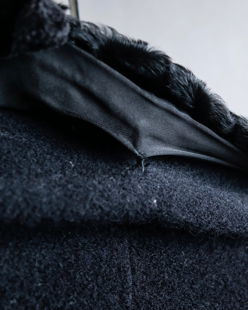 "Max Mara"
 Swakara fer collar oversized wrap style chester coat