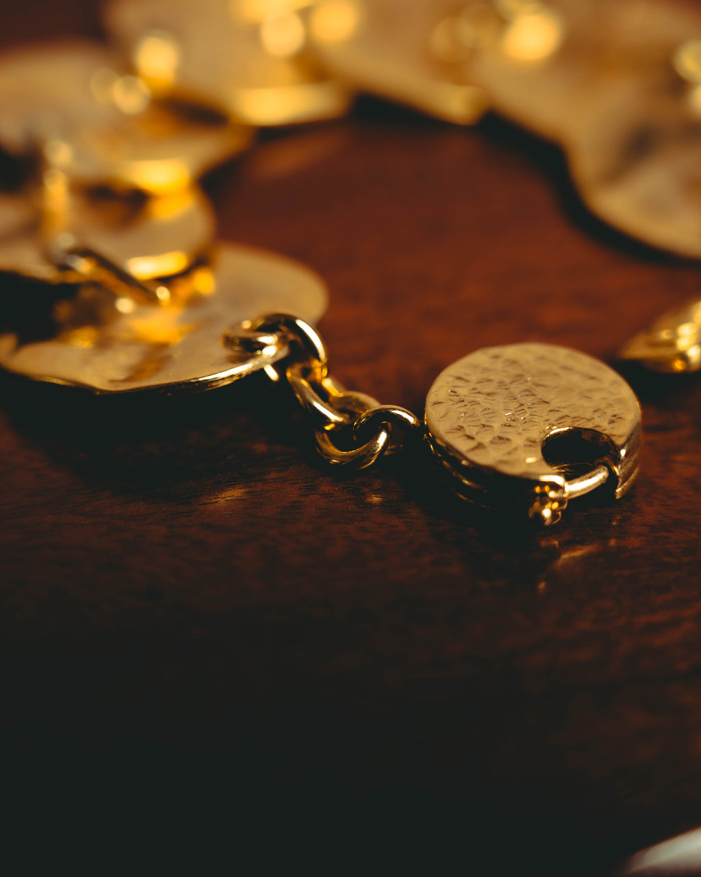 -SPECIAL- “Yves Saint Laurent” 80’s-90’s Hammered gold coin link bracelet