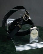 "Christian Dior" Logo buckle slim leather belt