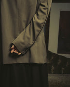 -SPECIAL- "Hermès" 80's-00's Leather collar tailored blazer