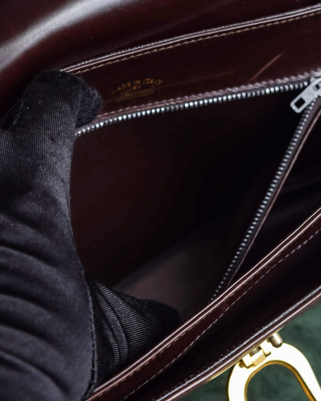 "GUCCI" 70's Embossed suede flap shoulder bag