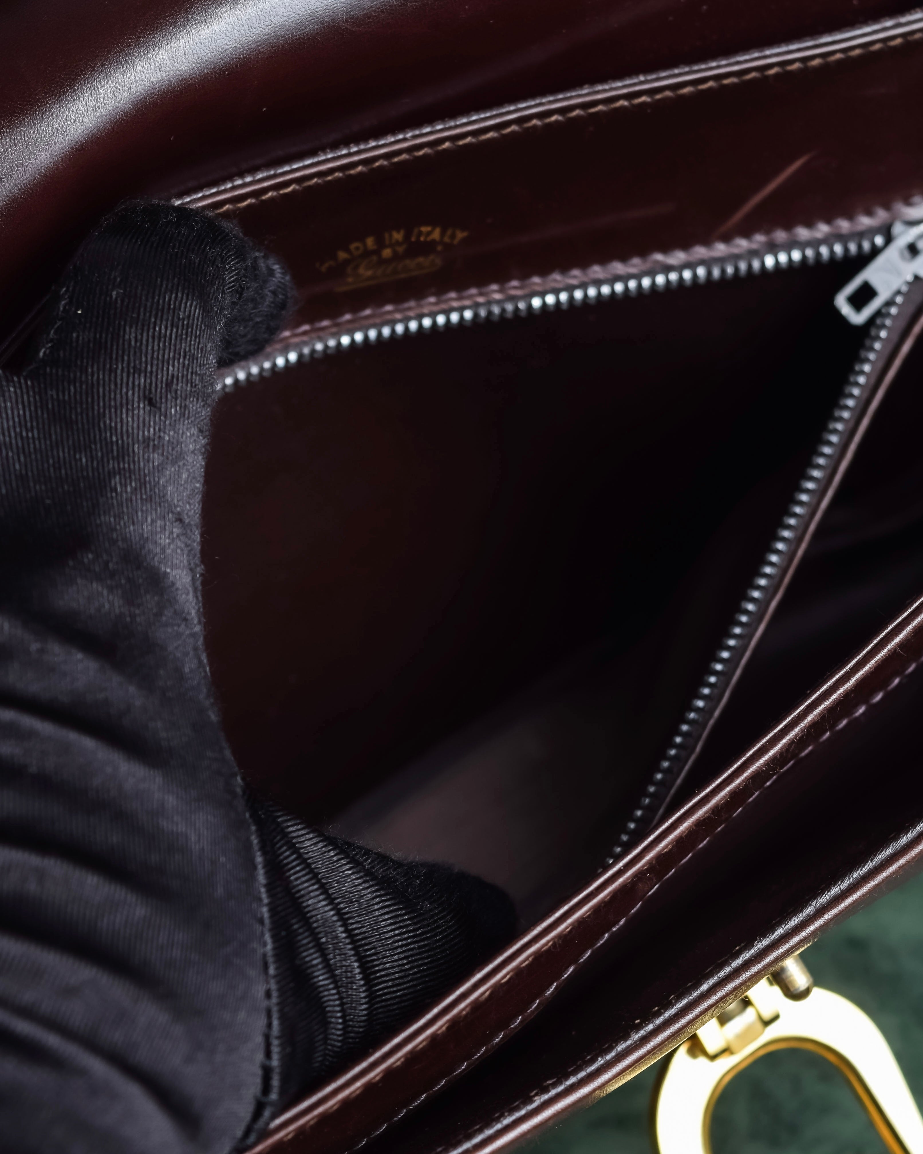 "GUCCI" 70's Embossed suede flap shoulder bag