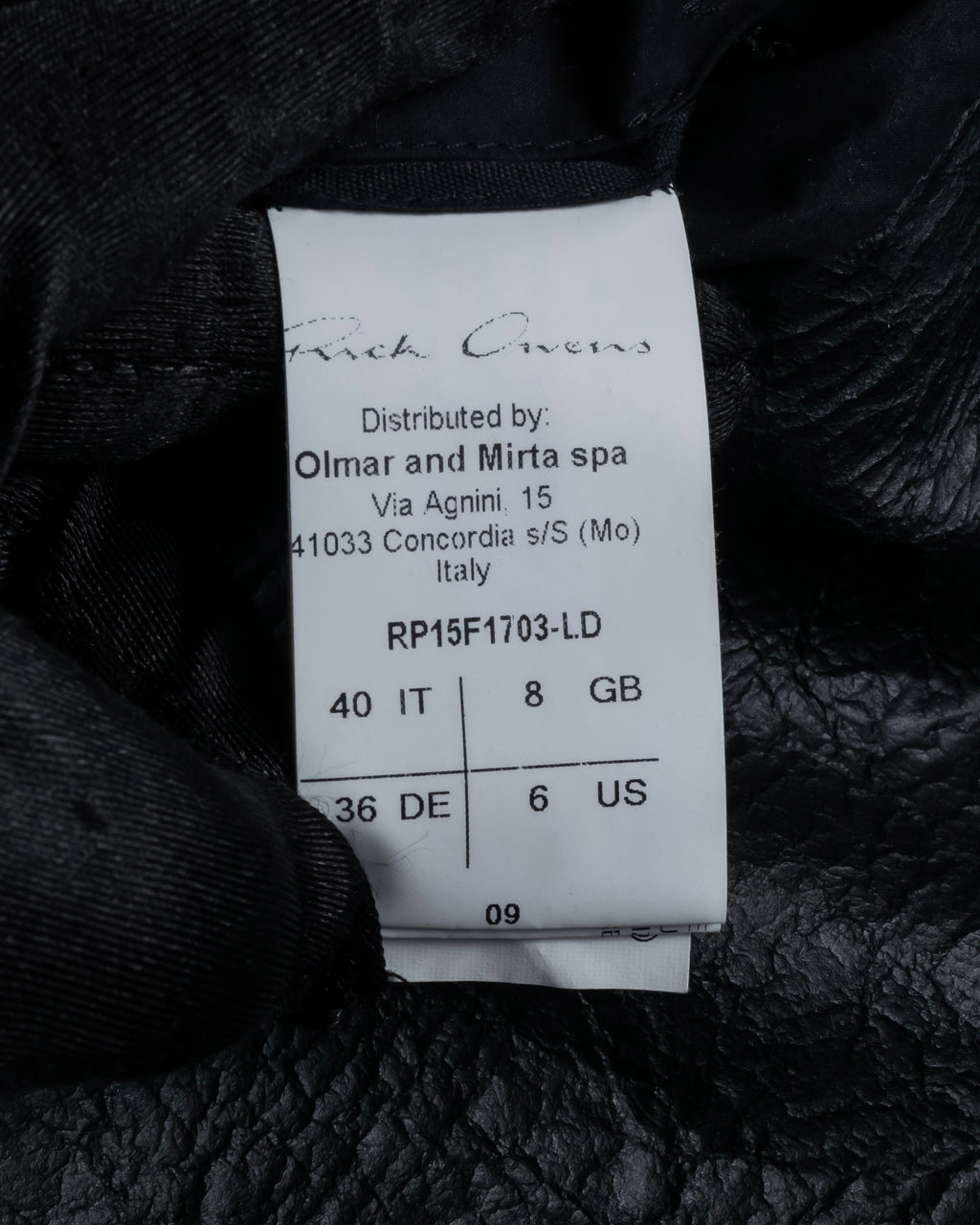 -SPECIAL- "Rick Owens" 15AW Beautiful wrinkles front zip leather jacket