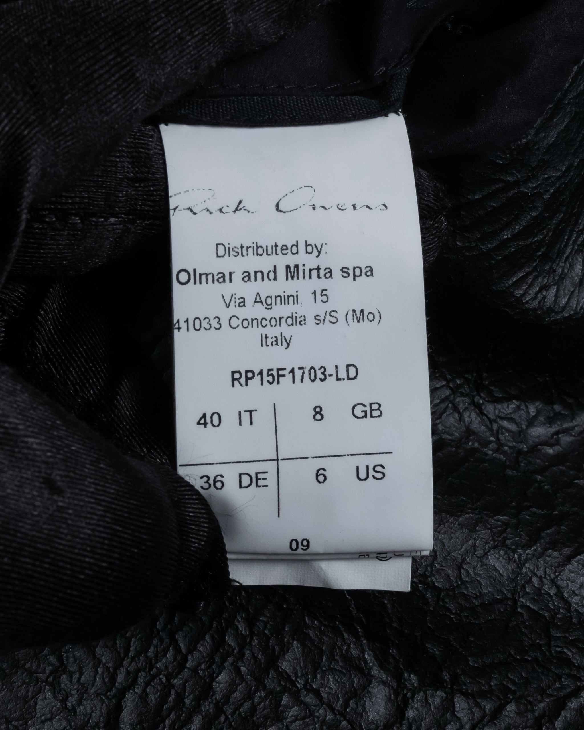 -SPECIAL- "Rick Owens" 15AW Beautiful wrinkles front zip leather jacket