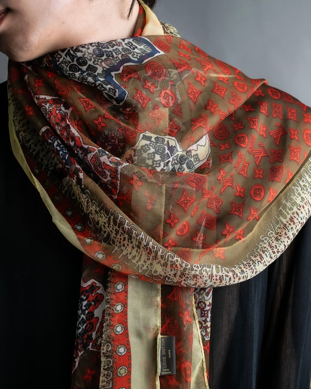 “Louis Vuitton” Monogram world map silk scarf