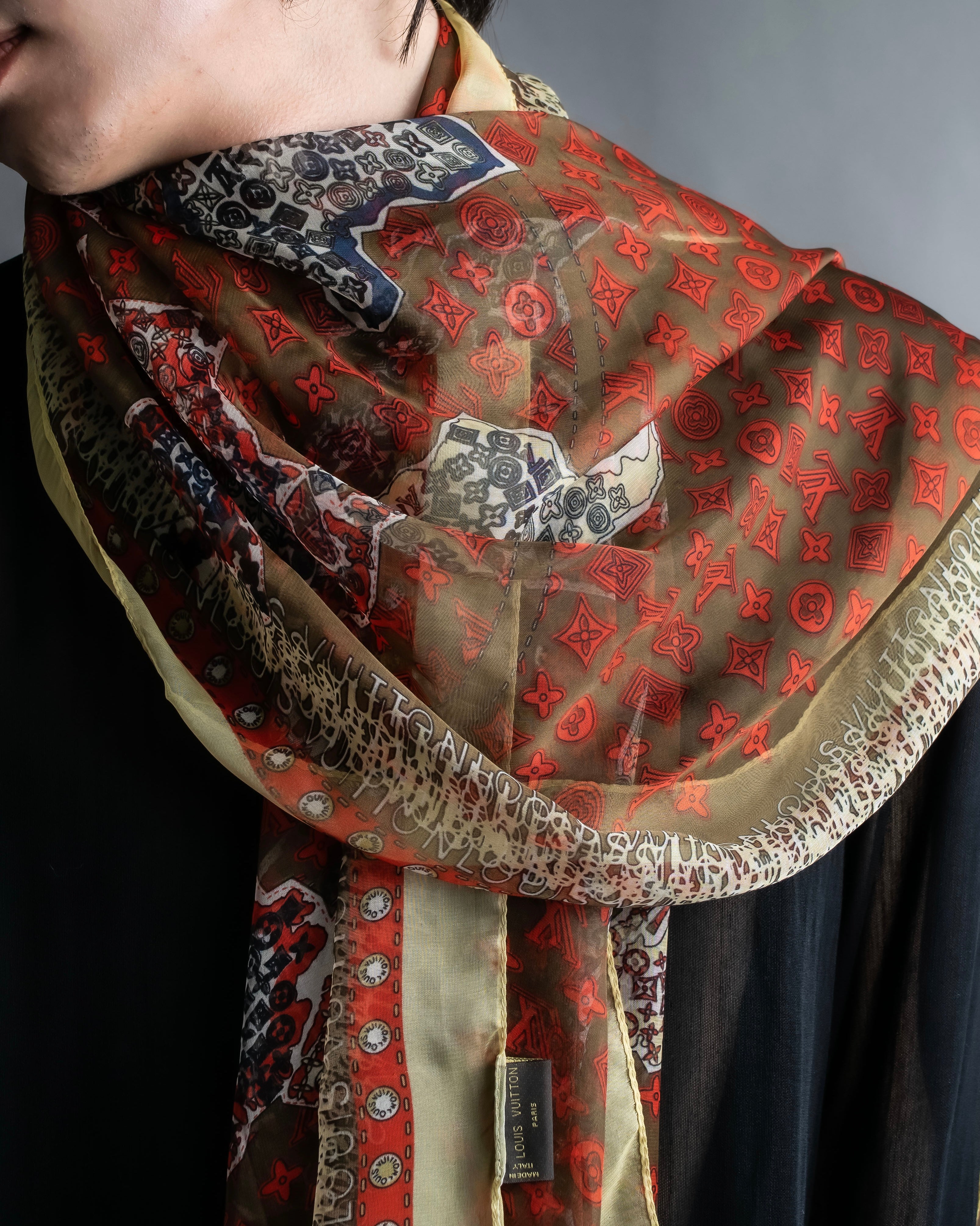 “Louis Vuitton” Monogram world map silk scarf