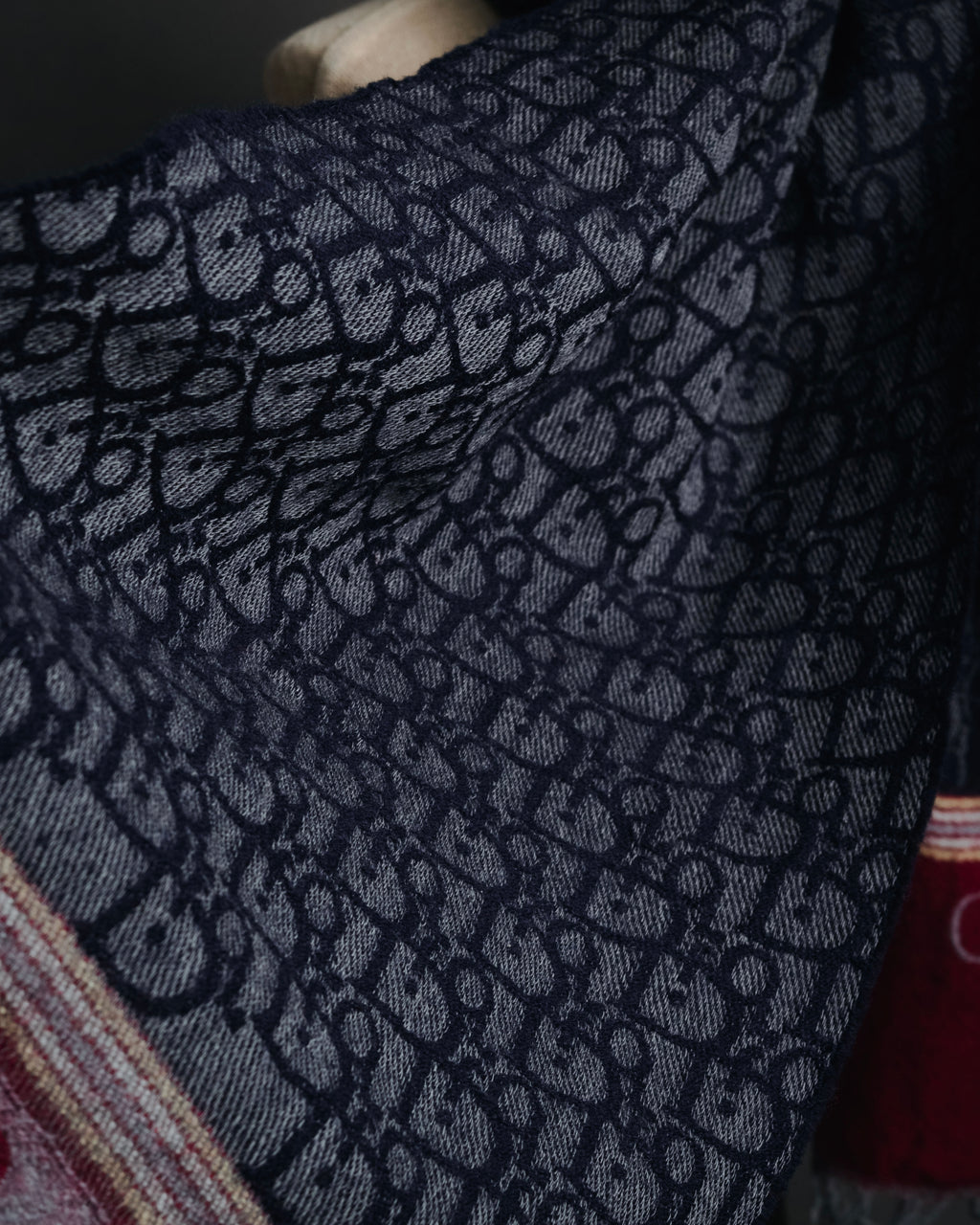 "Christian Dior" 70’s-80’s oblique jacquard merino wool stole