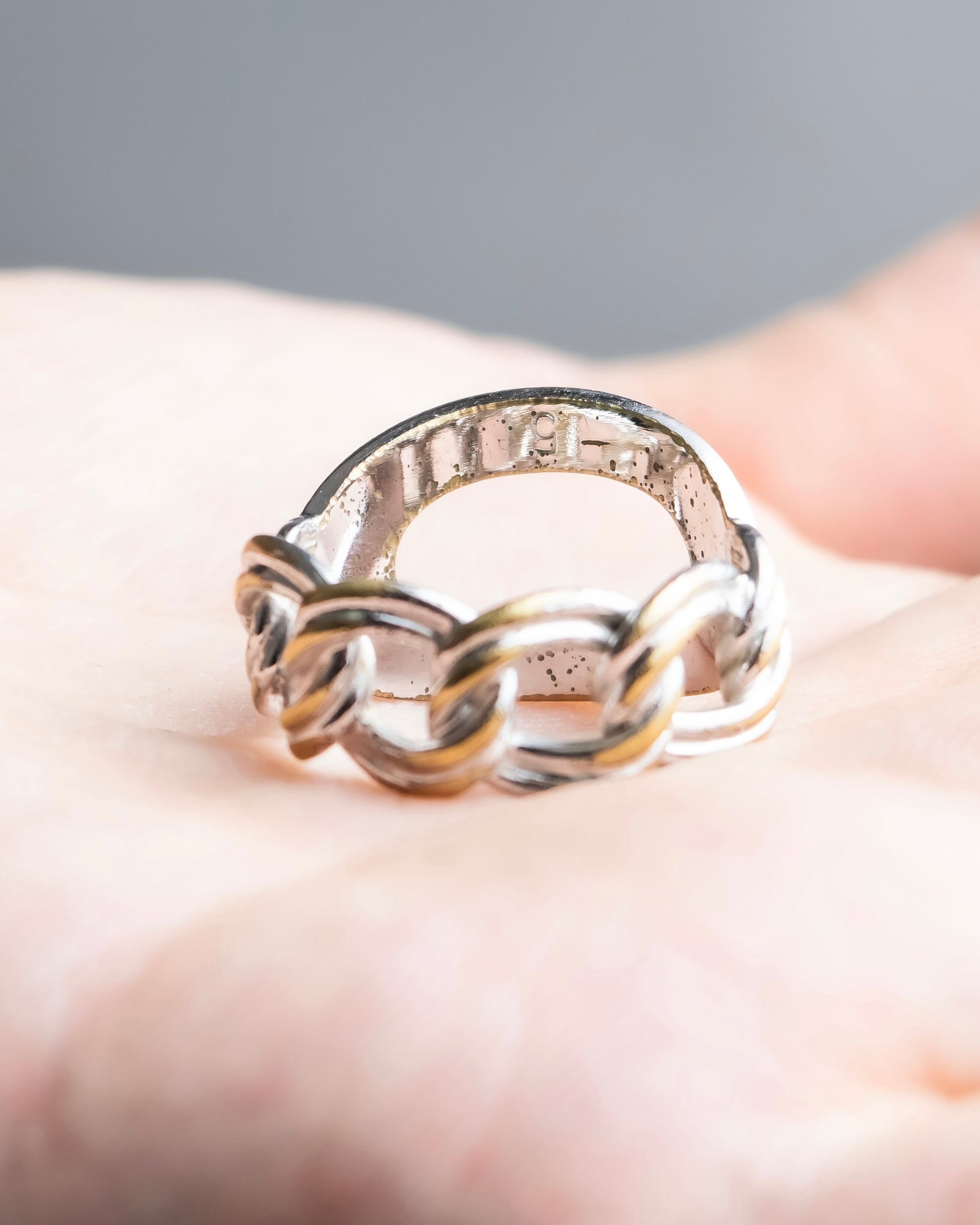 "DIOR" engraved silver ring