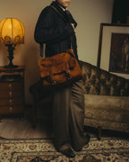 -SPECIAL- "Yves Saint Laurent" 00's Luxurious shearling double buckle messenger bag