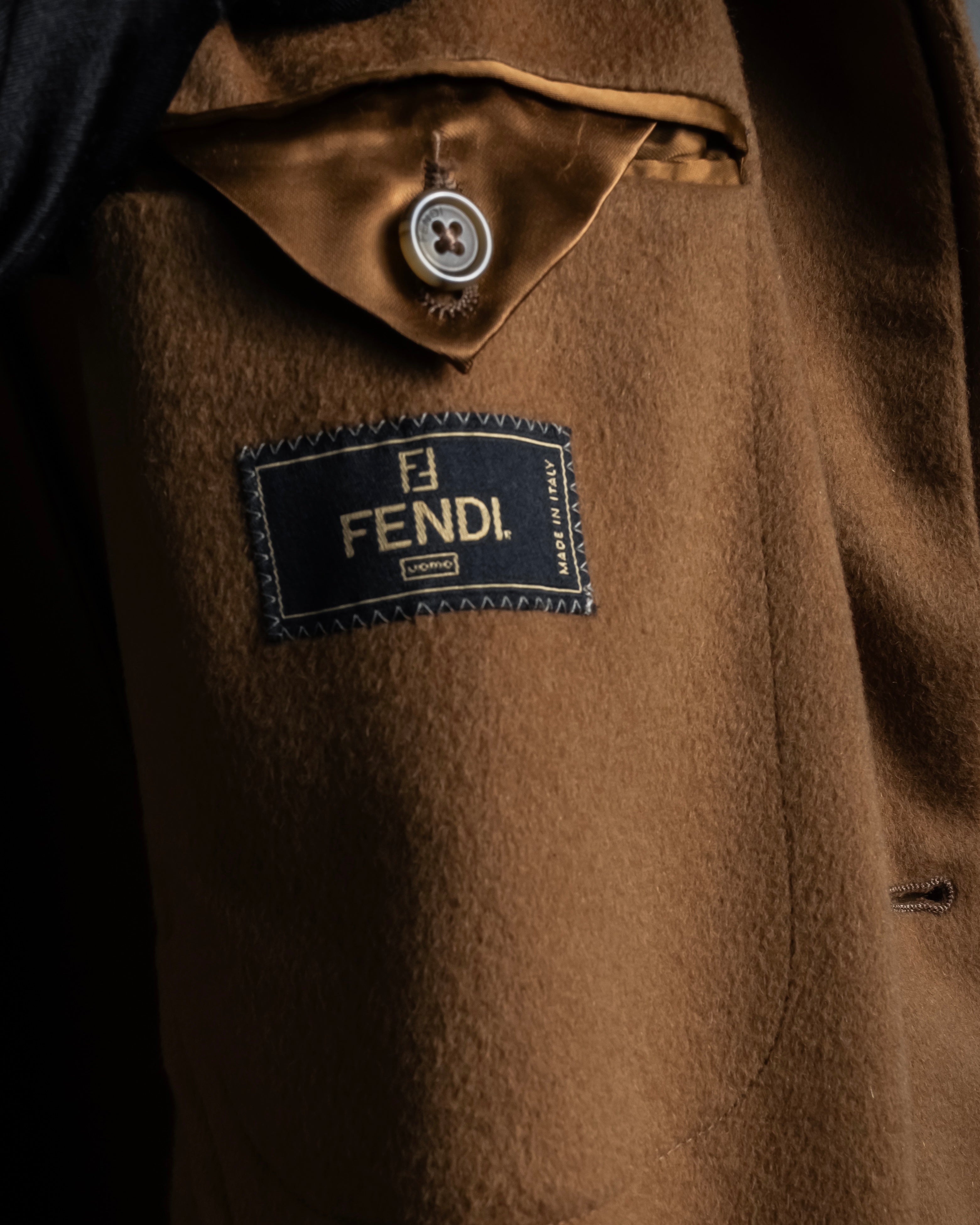 "FENDI" 90's Italian classic 100% cashmere belted coat