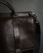 "DOLCE & GABBANA" 00’s-10’s Grained leather canvas-lined satchel bag