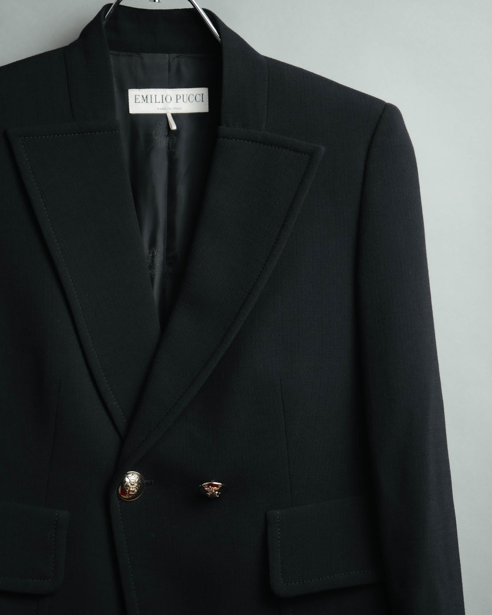 "EMILIO PUCCI" 00's-10's Gold buttoned tailored wool blazer