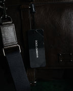 "DOLCE & GABBANA" 00’s-10’s Grained leather canvas-lined satchel bag