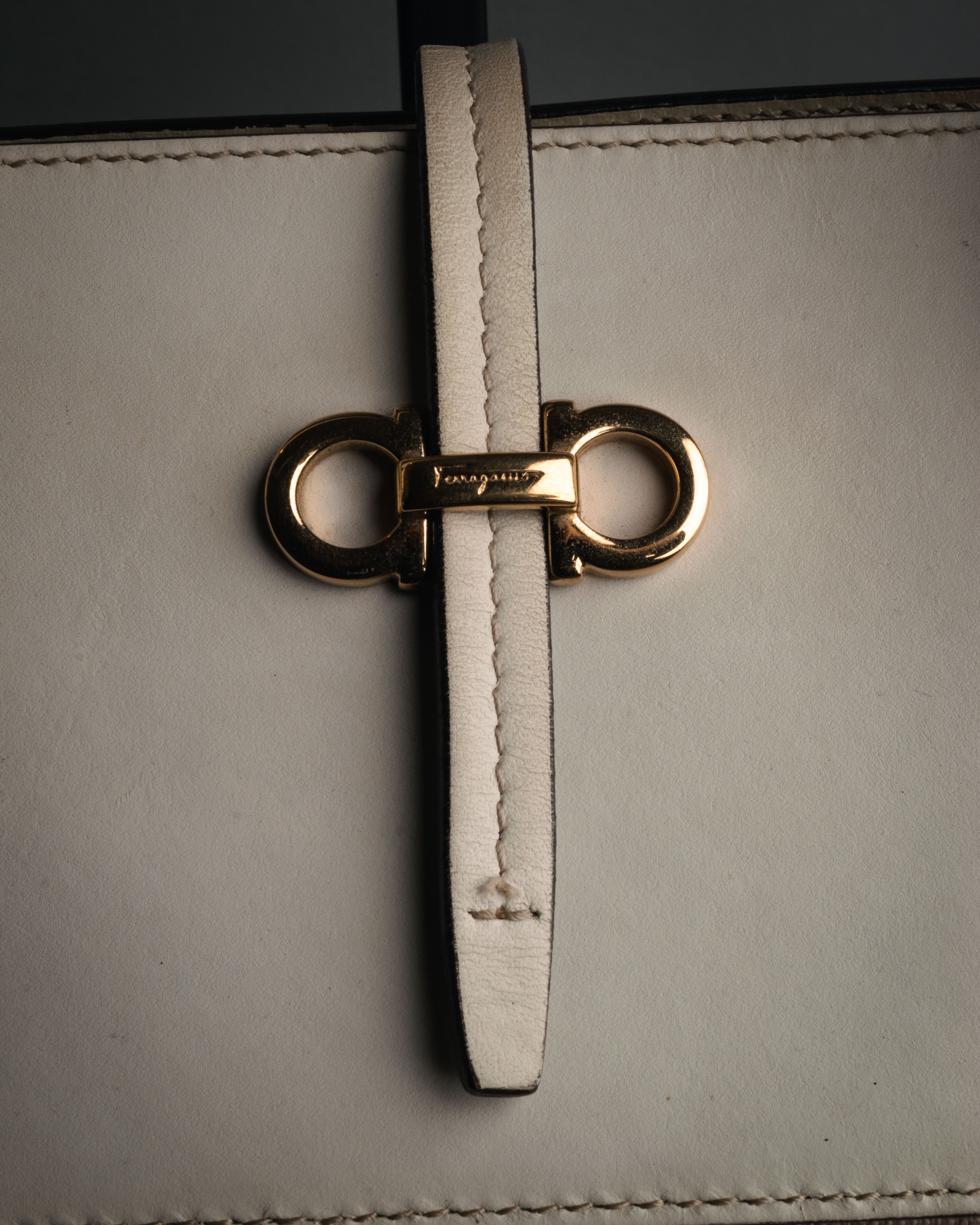 “Salvatore Ferragamo” 2010’s canvas and leather gancini tote bag